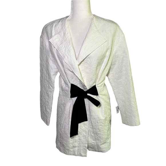 Zara White Jacket with Black Tie NWT XS - Picture 3 of 7